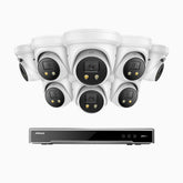 H800X - 4K 8 Channel 8 Cameras PoE Security System, 1/1.8'' BSI Sensor, f/1.6 Aperture (0.003 Lux), Siren & Strobe Alarm,Two-Way Audio, Human & Vehicle Detection, Perimeter Protection, Works with Alexa, All-Metal Housing